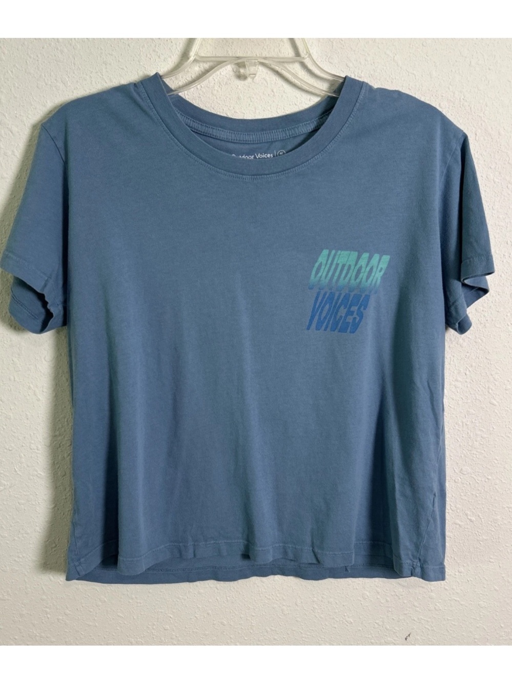 Outdoor Voices Women’s Blue Cropped Shirt Sleeve T-Shirt Size Med Los Angeles
